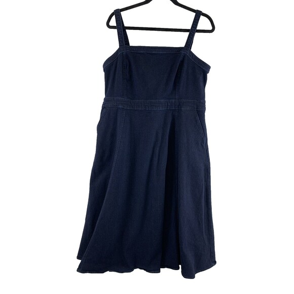 Torrid Studio Midi Denim Sleeveless A-Line Dress Zip Square 40865009 Womens 12 - Picture 1 of 14